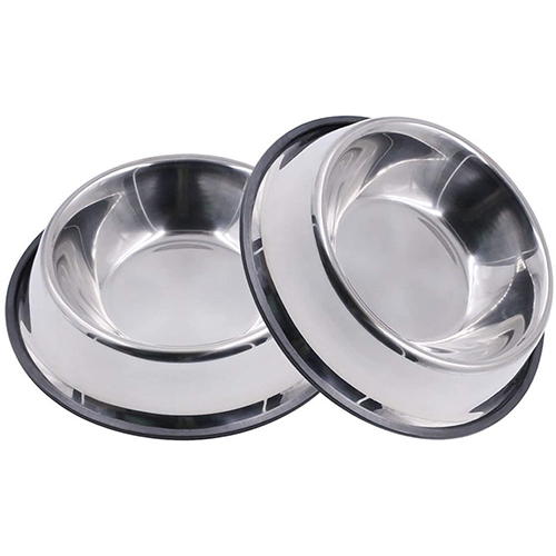 Mlife Stainless Steel Dog Bowl with Rubber Base for Small/Medium/Large Dogs, Pets Feeder Bowl and Water Bowl Perfect Choice (Set of 2)